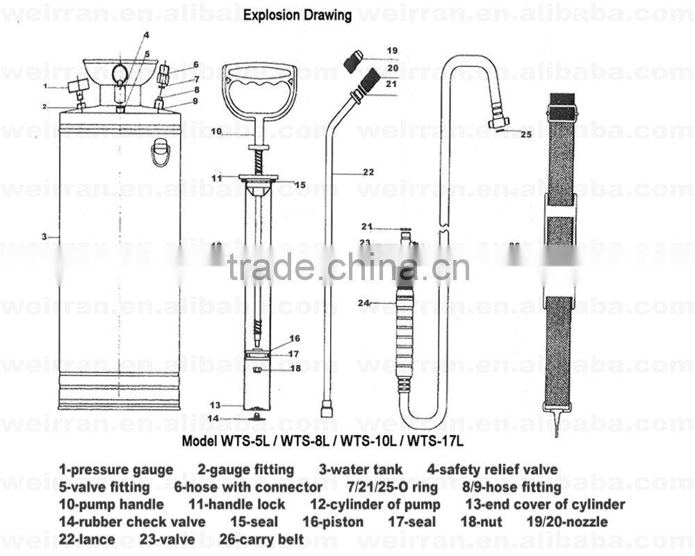 (73466) stainless steel tank with adjustable brass nozzle water sprayer pump