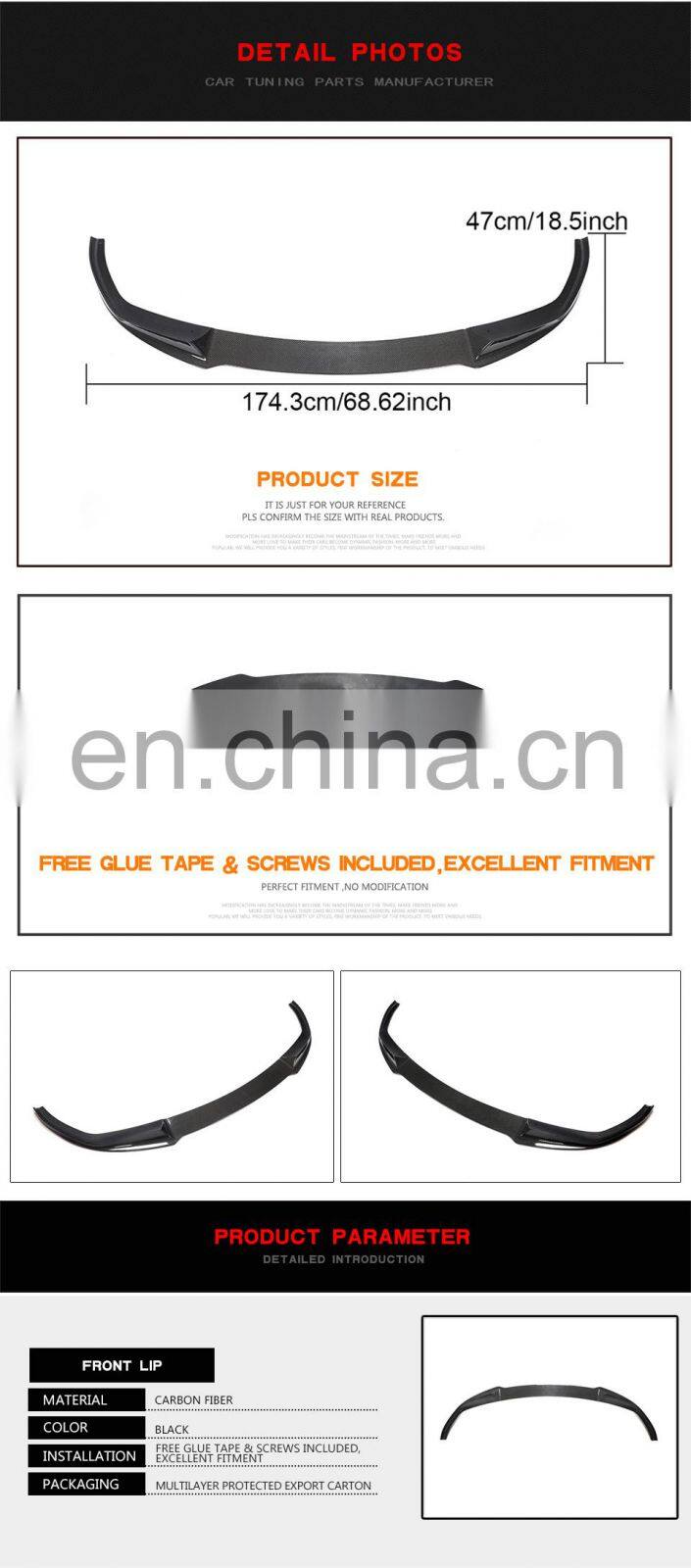 Fresh New popular carbon fiber front bumper lip for BMW 3 series G20 G28 M-sport 2020