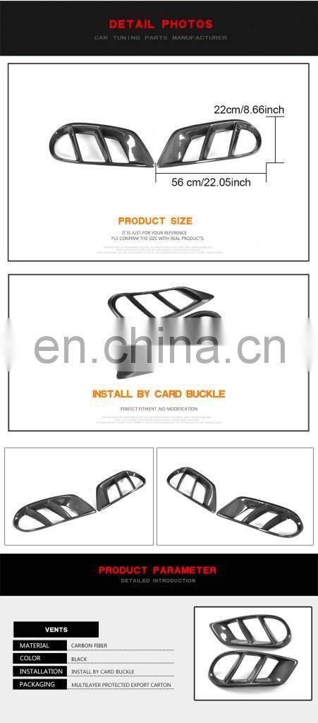 Carbon Fiber Front Bumper Air Vents Trim Mesh Grill Frame for Mercedes Benz W205 C63 AMG C180 C200 C Class 2015-2018