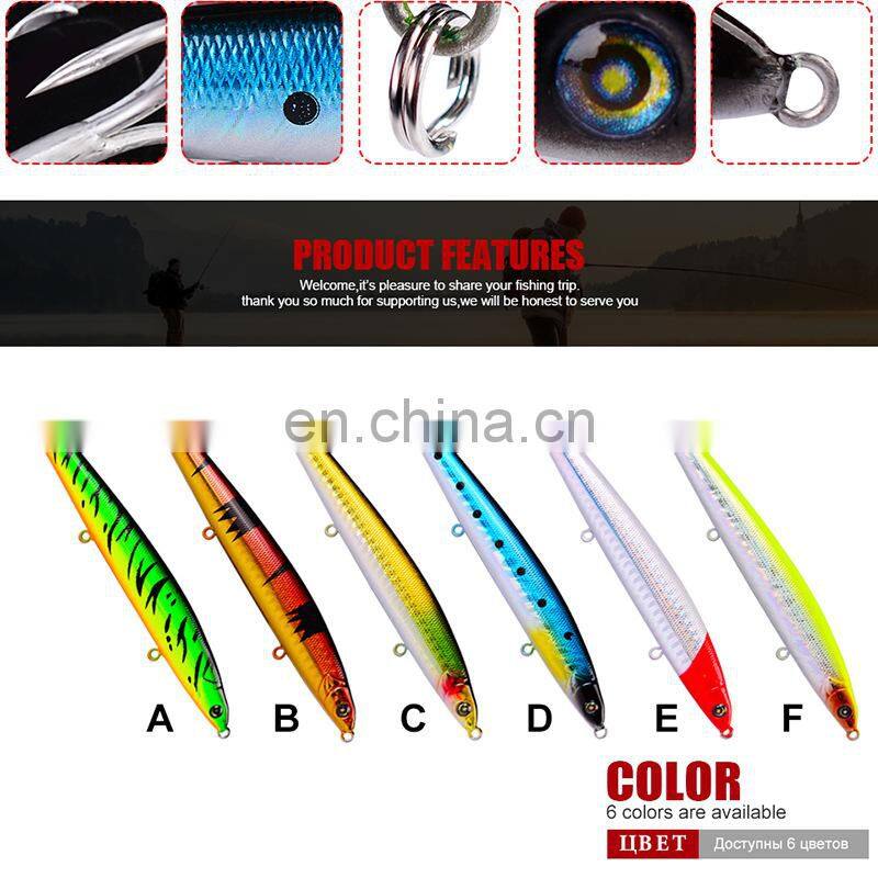 12.8cm sea fishing lure bait plastic hard bionic bait 21.5g lure 6 color poppa pencil lure topwater