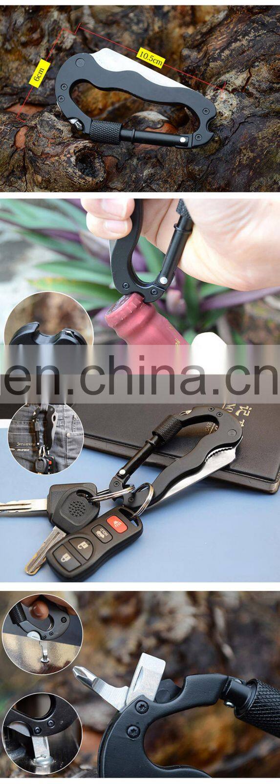 5 in 1 Multi Carabiner Hanging Buckle Tool EDC Gear Multifunctional Folding Knife Outdoor Camping Hiking Mountain Climbing Tool