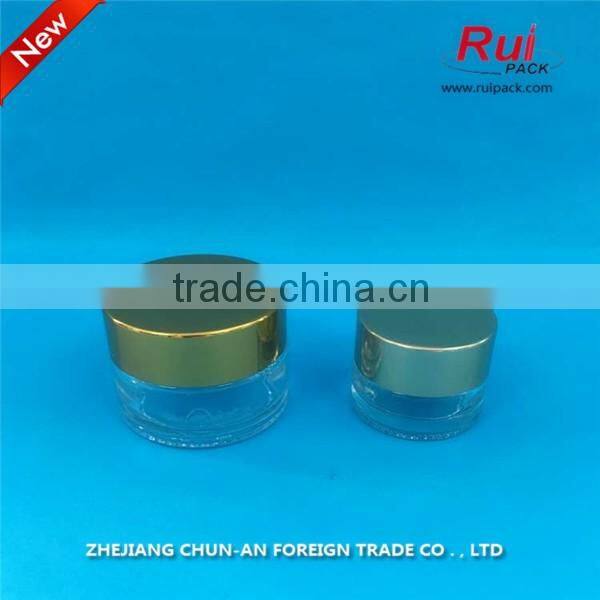 hot sale transparent color glass jar for cosmetic, empty cream jar with aluminum cap