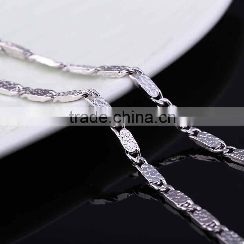 fashion jewelry rhodium plated cheap simple design chain necklace