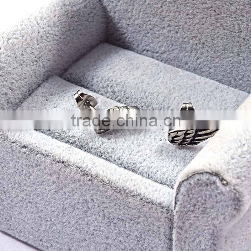 New Design High Quality Angel Wing Earrings Stainless Steel Mens Stud Earrings