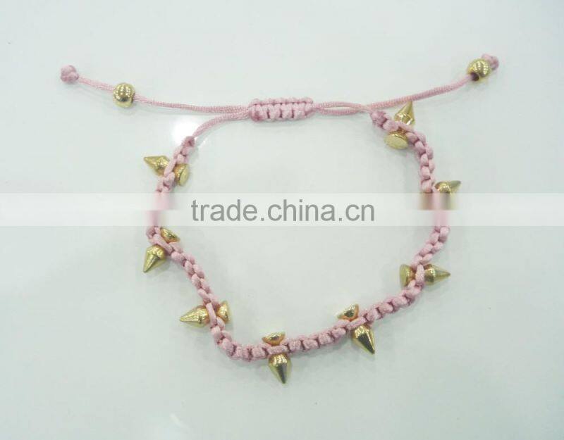 FASHION BRAIDED RIVET ADJUSTABLE BRACELET