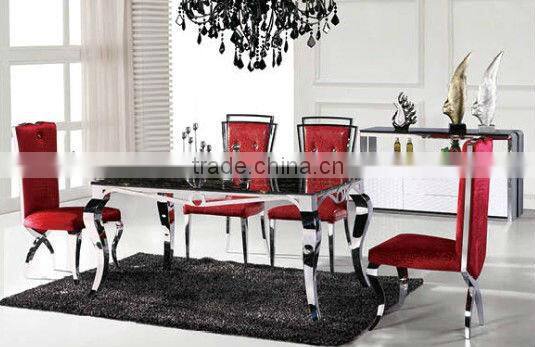 Cheap square paper marble top stainless steel frame dining tabless