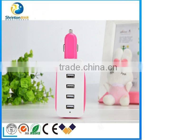 4 USB port 4.3 A New design usb car charger with universal car adapter with usb charger