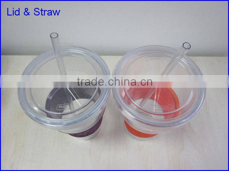 BPA free Plastic sinlge wall 32 oz acrylic tumbler with straw and diamond sleee as gifts FDA standard