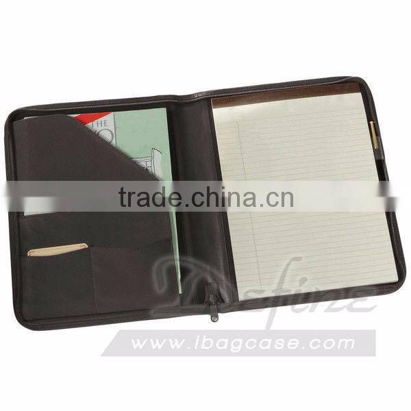 China Supplier Customize Zip Around Leather Padfolio In Notebooks