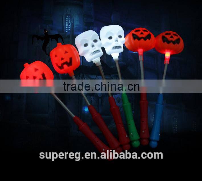 Halloween Pumpkin/Skull LED Light Stick Flash Glow PVC Fluorescence Sticks with Shaking Spring Party Decoration