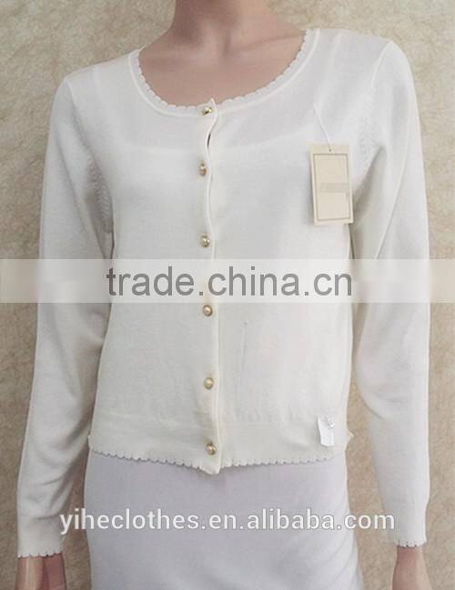 Lady stitching knitting wear casual back lace stitching sweater cardigan