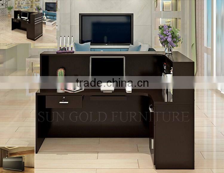 Black wooden used reception counters modern front desk design (SZ-RTB006-2)