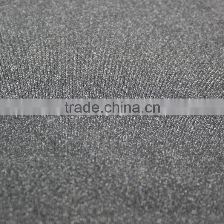 Weft knitted grey melange color fabric polyester nylon blend fabric for making shirts