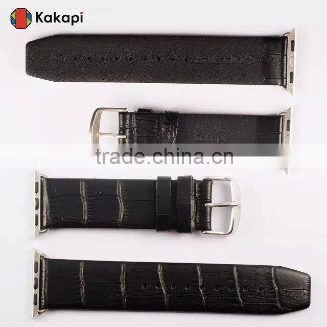 Kakapi Single Buckle Genuine Leather Watch Band Wrist Strap With Watchband Converter For 42MM Apple Watch MT-3910