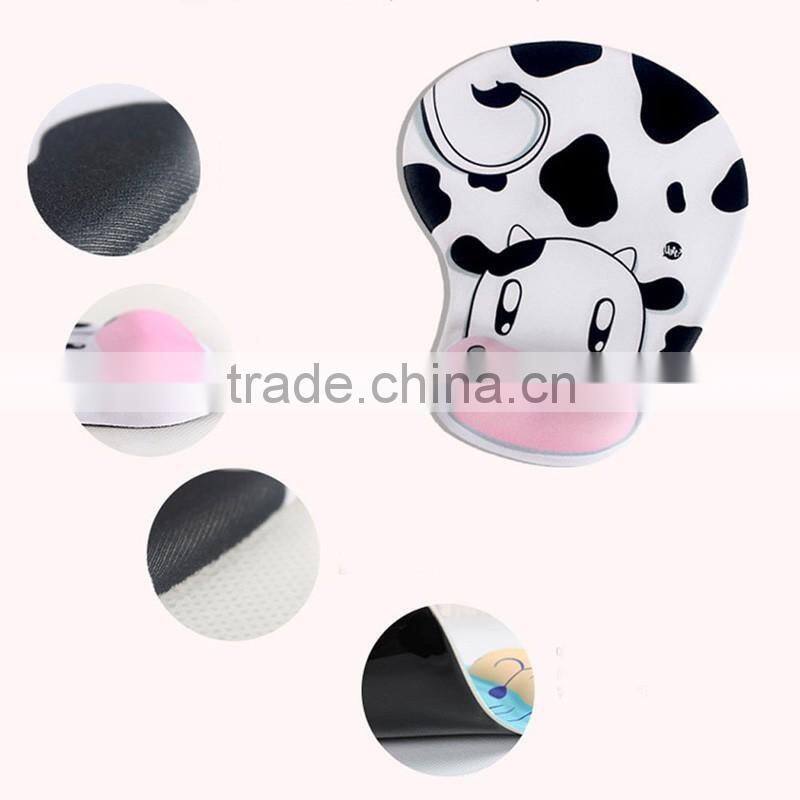 Cartoon Practical Lovely Animal Skid Resistance Memory Foam Comfort Wrist Rest Support Mouse Pad Mice Mat Dairy Cow Cattle Monke