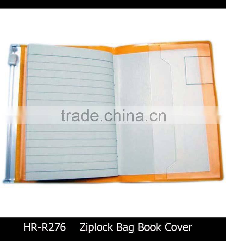 China supplier clear plastic book cover with zipper slider pocket