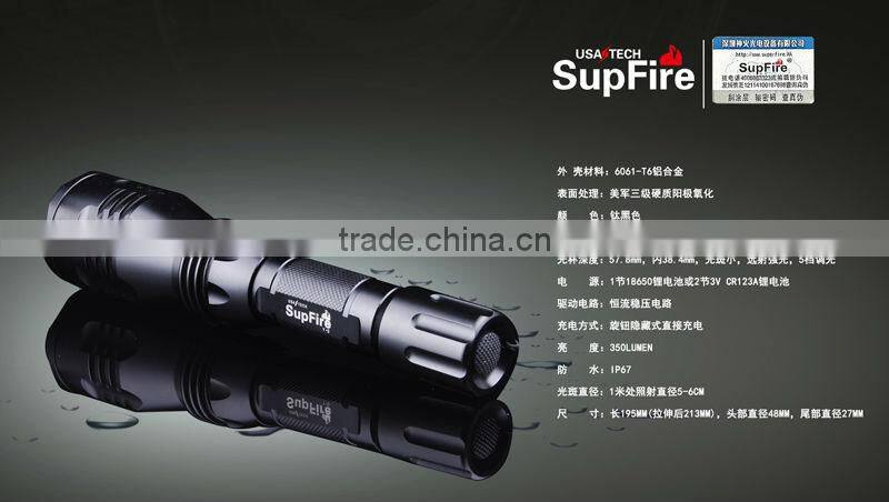 LED Flashlight Aluminum Rechargeable torch light Y3