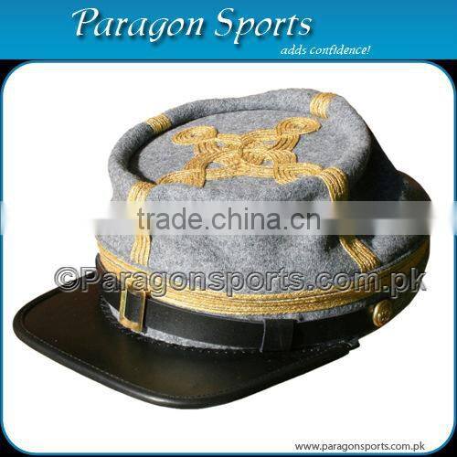 Military Civil War Kepi Forage Cap with Leather Visor