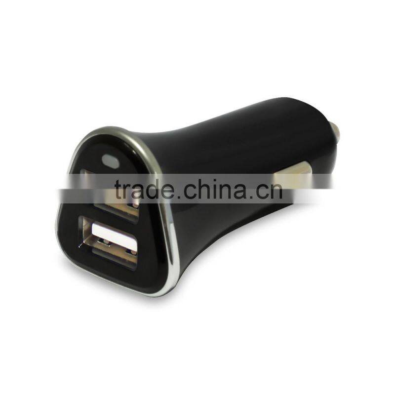 Black White 2 port USB 5V 4.8A 3.4A 2.4A Dual Car Charger adapter with good quality