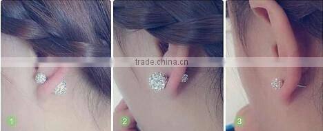 >< BEST SELLING Rhinestone Stud Earrings crystal Double Ball earring/
