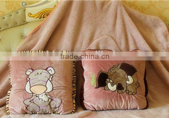 plush hold pillow&hug quilt/plush animal pillow/baby hold pillow & blanket