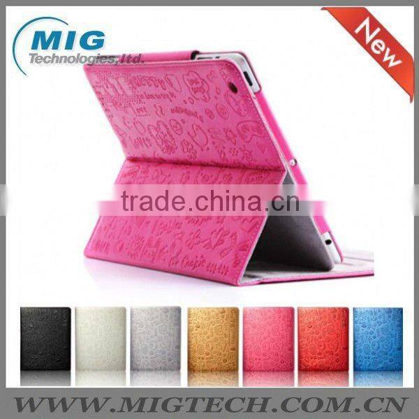 Little gril magnetic leather case for apple ipad3 4 5, for ipad case with stand