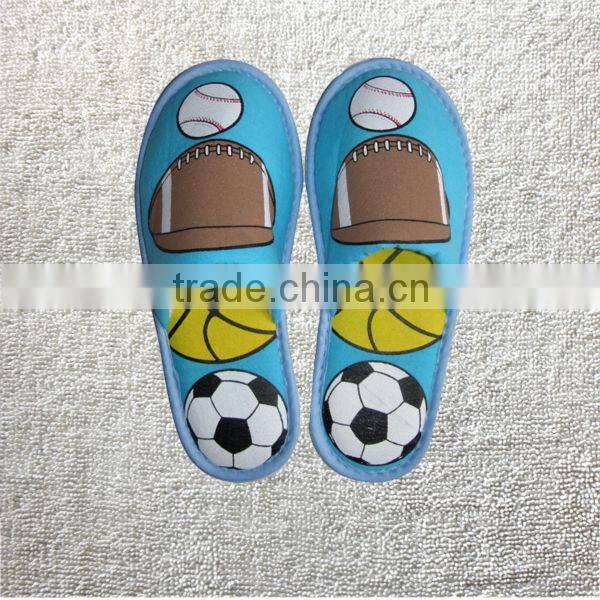 Knitted fabric kids cartoon slippers with colorful printing