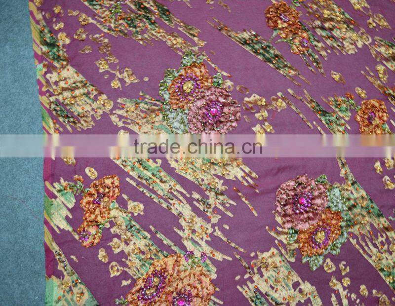 Polyester super hand work silk velvet super silk velvet fabric for african dress