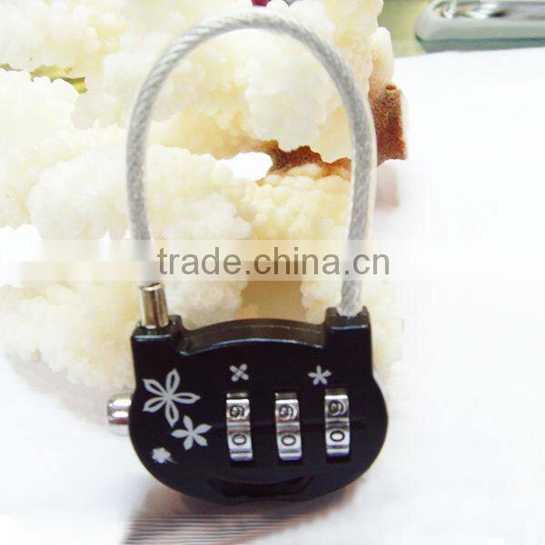 CH-011 love retractable 3-digit cable lock for luggage