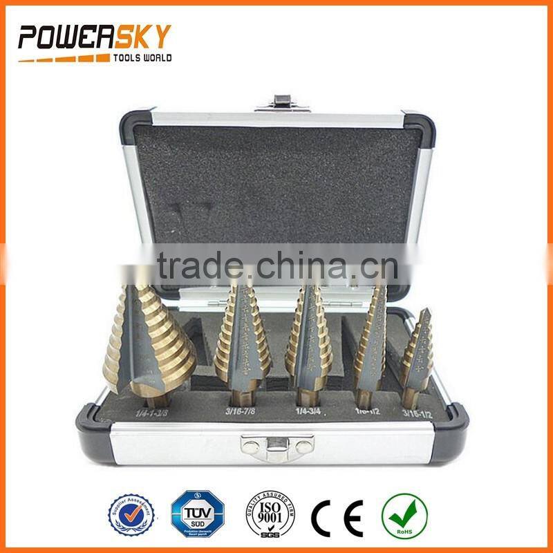 5pcs Step Drill Bit Set Hss Cobalt Multiple Cut Hole 50 Sizes Step Drill Case