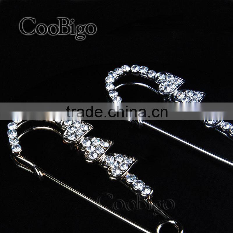 Fashion Jewelry Rhinestone Heart Shape Pin Brooch Girls Dresses Hijab Scarf Wedding Party Gift Appreal Promotion Accessories