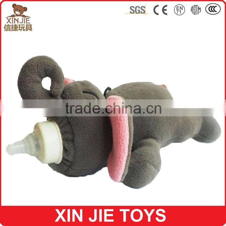 hot selling baby bottle sleeve custom plush elephant wine bottle sleeve baby pacifier toys
