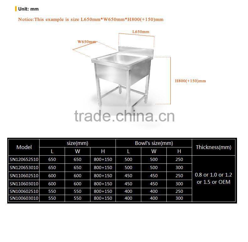 stainless steel single bowl kitchen sink without faucet