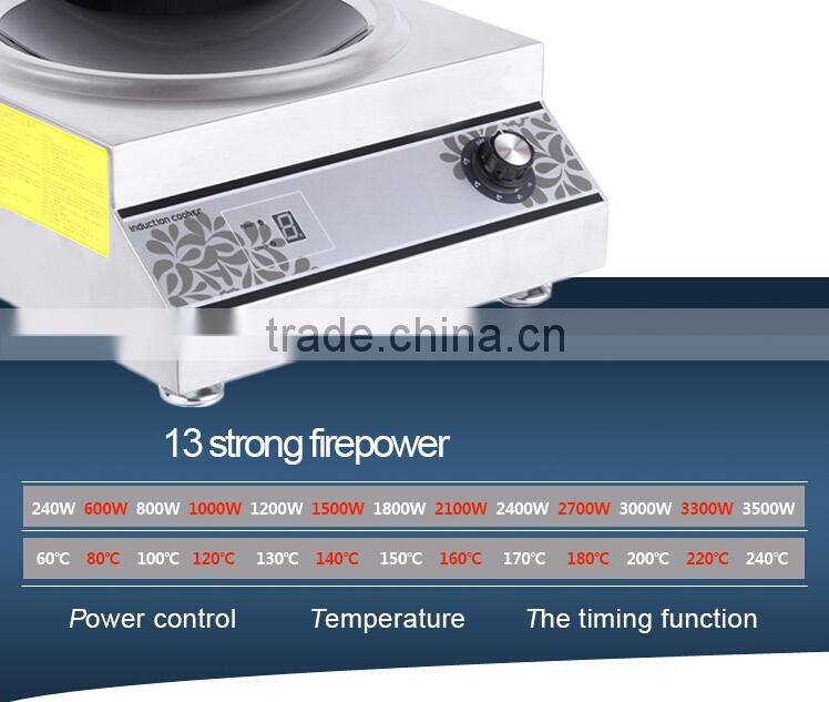Embedded single wok 220V 5000W stainless steel Electric Induction stove button control with five grade
