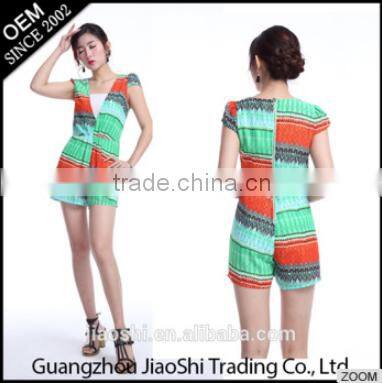 OEM Custom made ladies suit gray color casual style sleeveless women jumpsuit