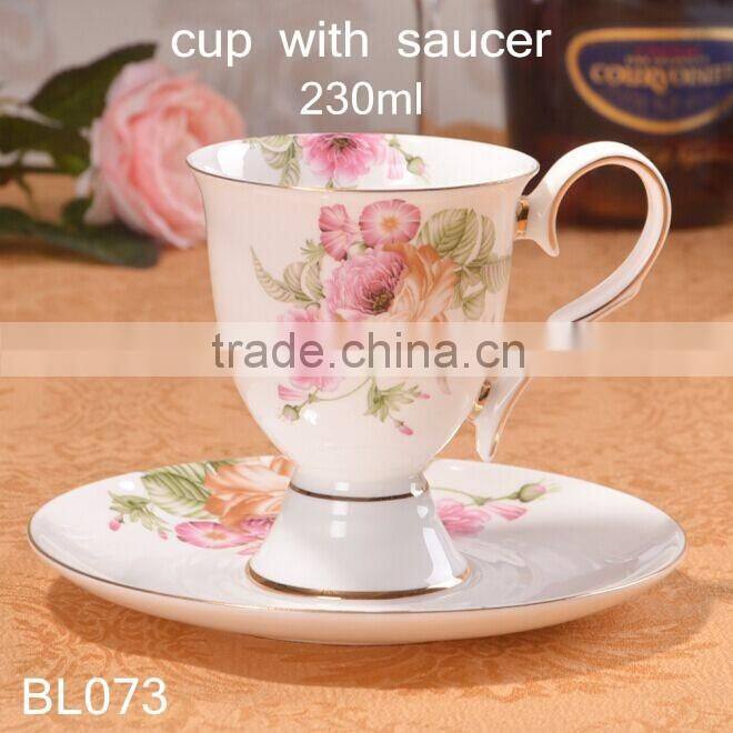 europe style bone china with gold-rim cup and saucer
