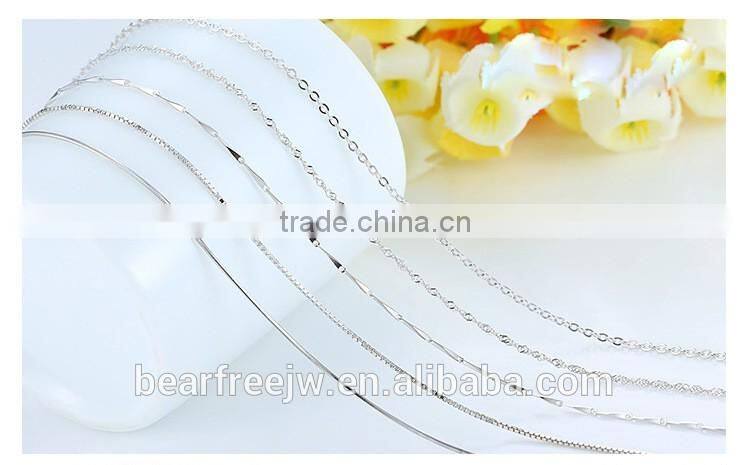 925 Sterling Silver Box Link Chain Necklace 0.65mm/0.8mm/1mm/1.5mm Width