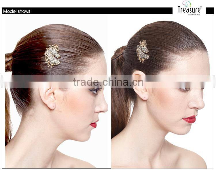 Wholesale Jewelry gun black and golden alloy Boar shape rhinestone brooch jewelry