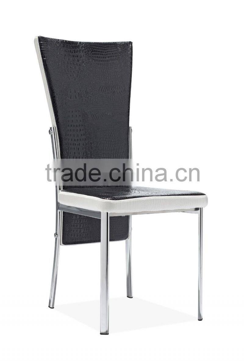 Z635 Modern 2pcs Stylish Black PU & Chrome Metal Dining Room Dining Chair