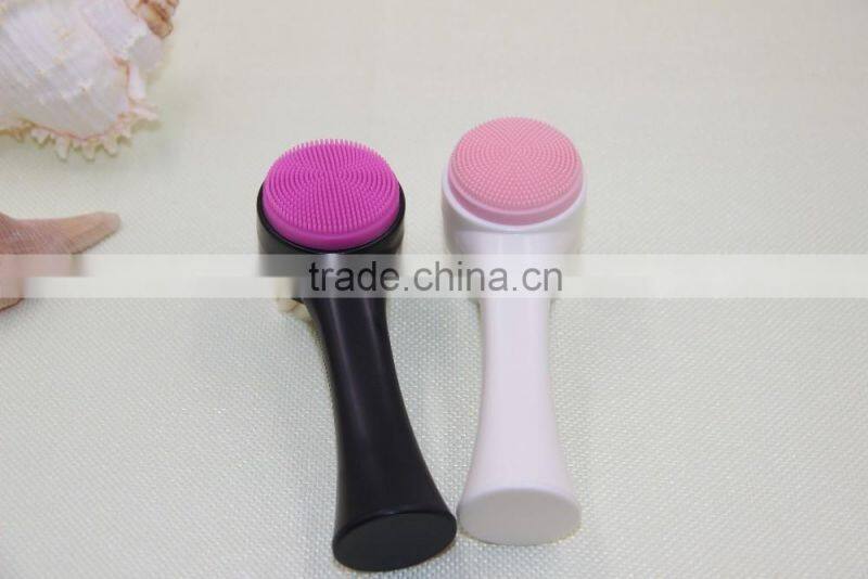 Newly skin care two sides silica gel add bristles face brush massage for women&men