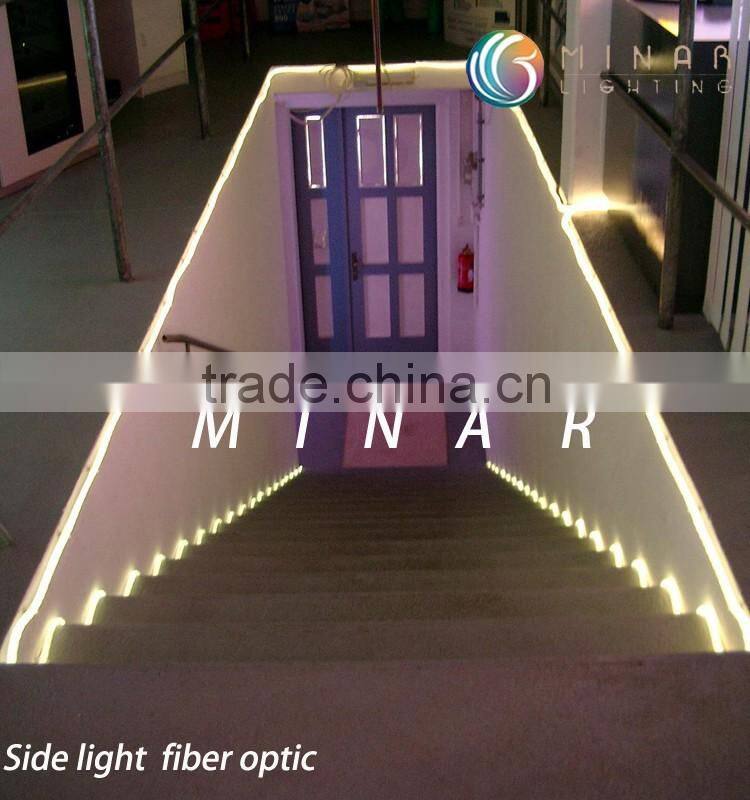2016 polymer side glow fiber optic cable light for floor