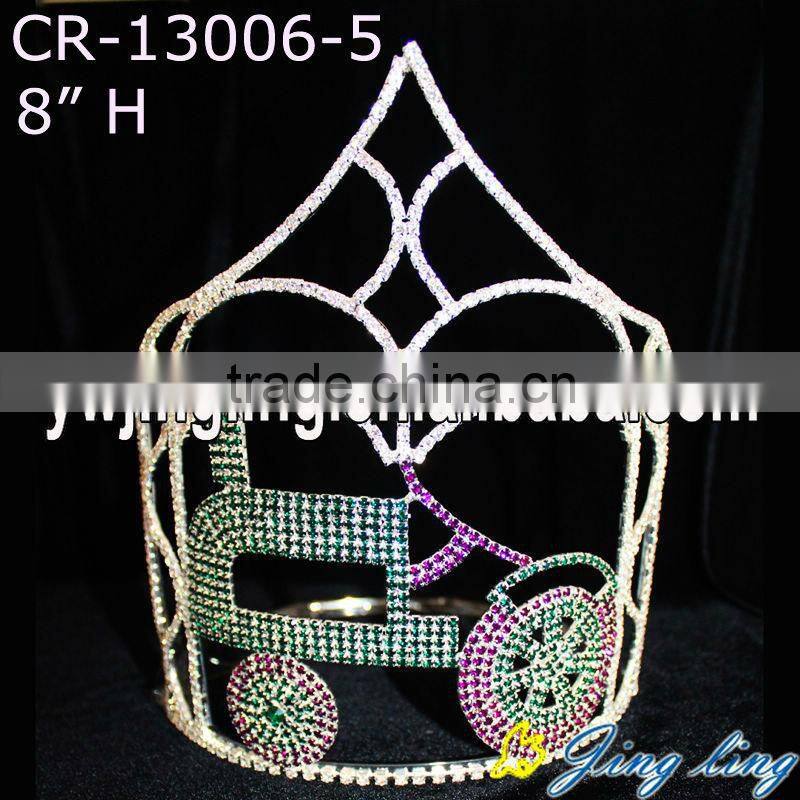 group green rhinestone tractor tiara for pageant one set crown