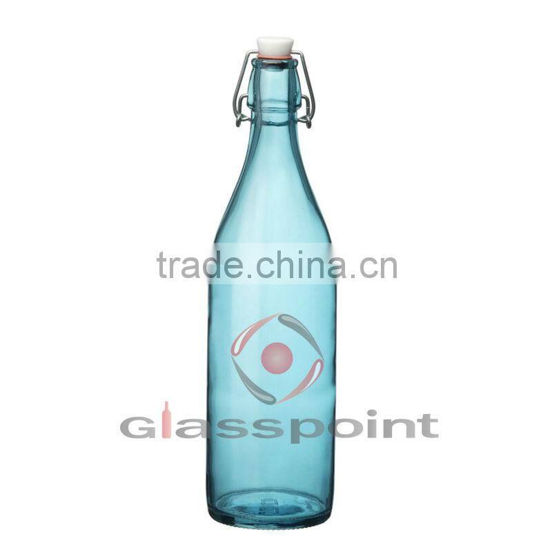 Soda drinking glass bottle, glass bottle for fruit drinks with stopper