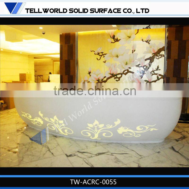 commercial modern beautiful luxury salon 100 acrylic solid surface reception desk service counter design
