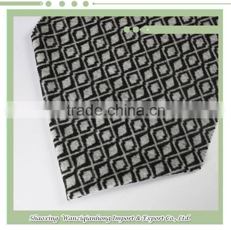 Popular rhombus design jacquard brushed polyester spandex knit fabric