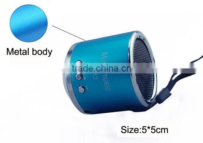 Wholesale Bulk round metal usb speaker fm radio mini speaker with micro-sd / tf card