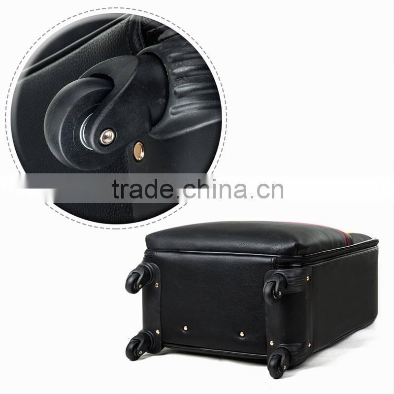 New Design Hot Selling PU Leather Material Travel Spinner Trolley Luggage