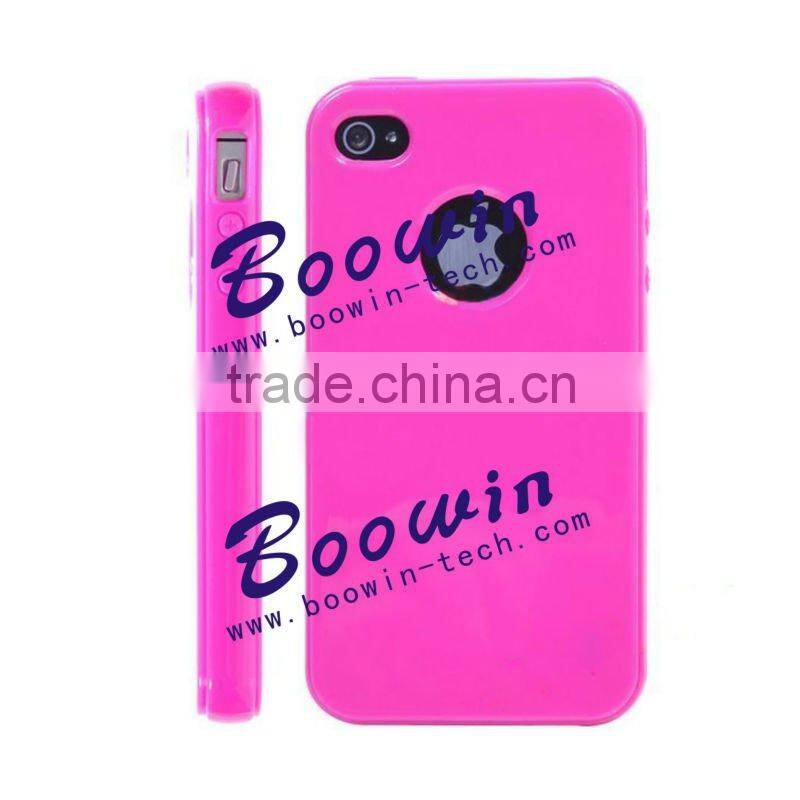 dark pink Soft TPU Gel Crystal Jelly Case Cover for apple iphone 4s