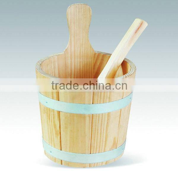 sauna accessories wooden drum and spoon