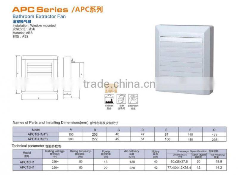 CB CE Quality Bathroom window install Electric Ventilating Fan with Pull cord APC H1